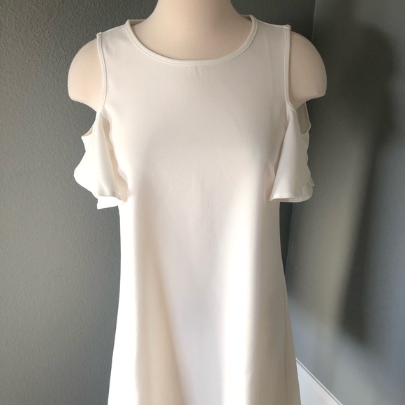 SheIn White Ruffle Cold Shoulder Mini Dress - Picture 2 of 16